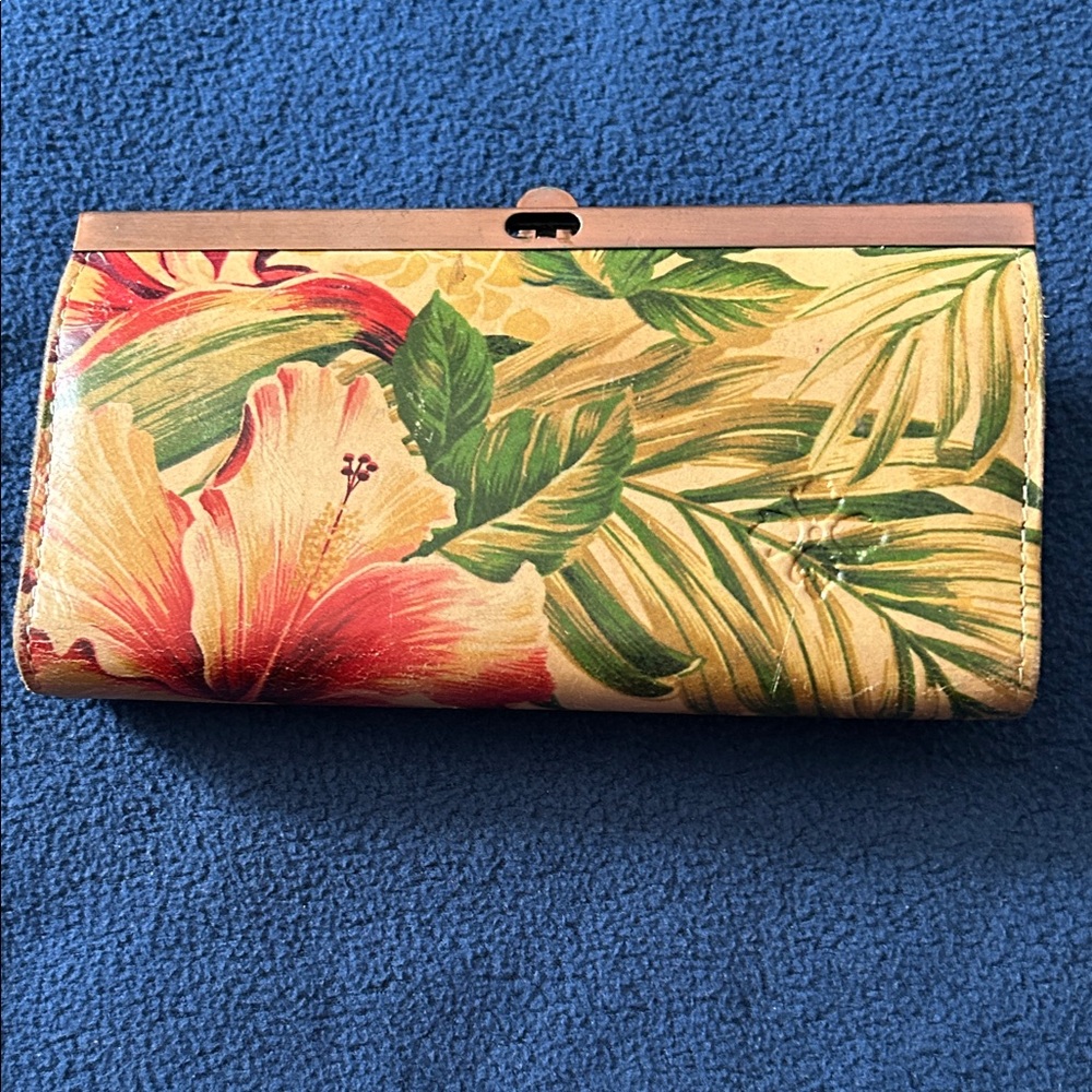 Patricia Nash Red and Green Floral Clutch Wallet